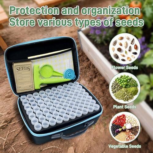 Seed Storage Organizer, 140 Slots Seed Storage Box with 20 Envelopes
