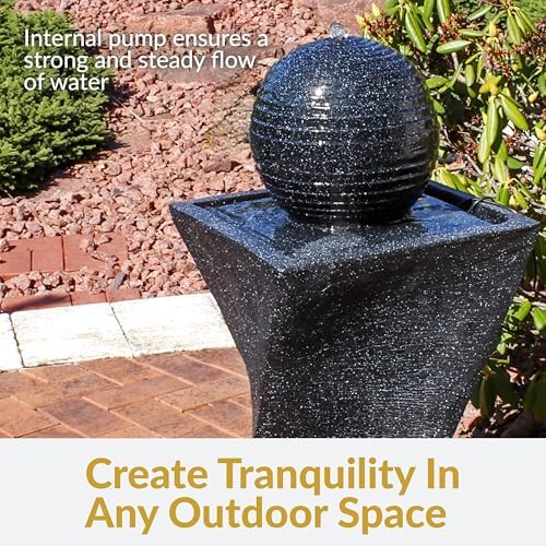 Sunnydaze 32" Solar Water Fountain with LEDs & 4 hrs Battery Backup, Black