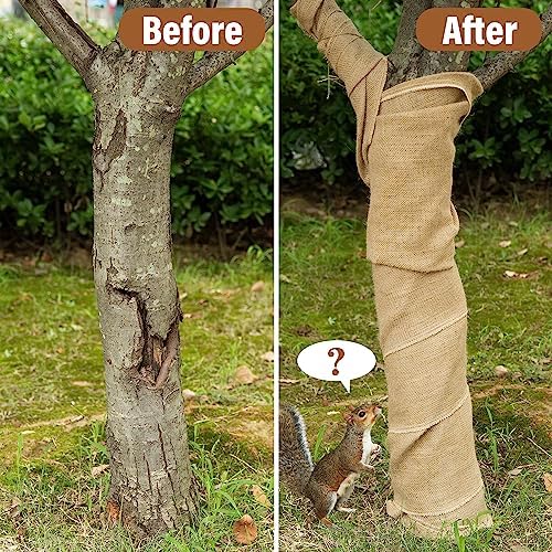 15.7''x19.7ft Natural Burlap Tree Wrap Rolls, Fabric Tree Trunk Protector