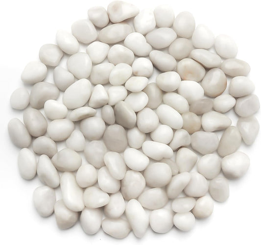 5 Lbs River Rocks for Plants,0.4-1.2 Inch Decorative Ornamental Pebbels, High Polished Stones for Garden Landscaping, Smooth Gravel Filler for Outdoor Plants, Succulents, Fish Tank and Vases, White
