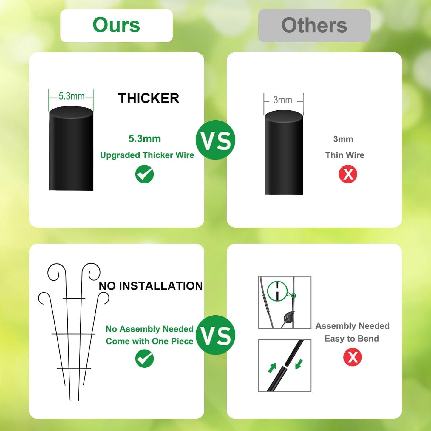 4 Pack 23'' Metal Garden Trellis for Climbing Plants Outdoor, Indoor Plant Trellis Support for Potted Plants, Rustproof Pot Trellis for Houseplant Flower Vines Ivy, Wave Shape, Black