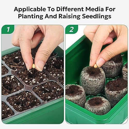 MIXC 10 Pack Seed Starter Tray, 120Cell Stater Kit with Humidity Dome Green