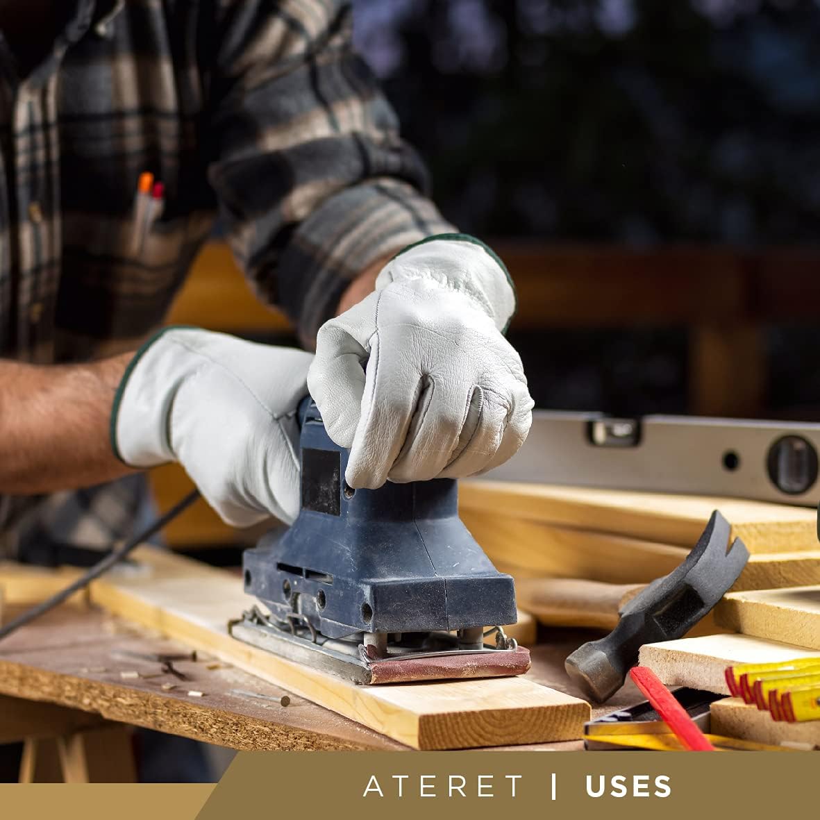 12 Pairs Heavy Duty Durable Cowhide Leather Work Gloves for Construction, Industrial and Personal Use