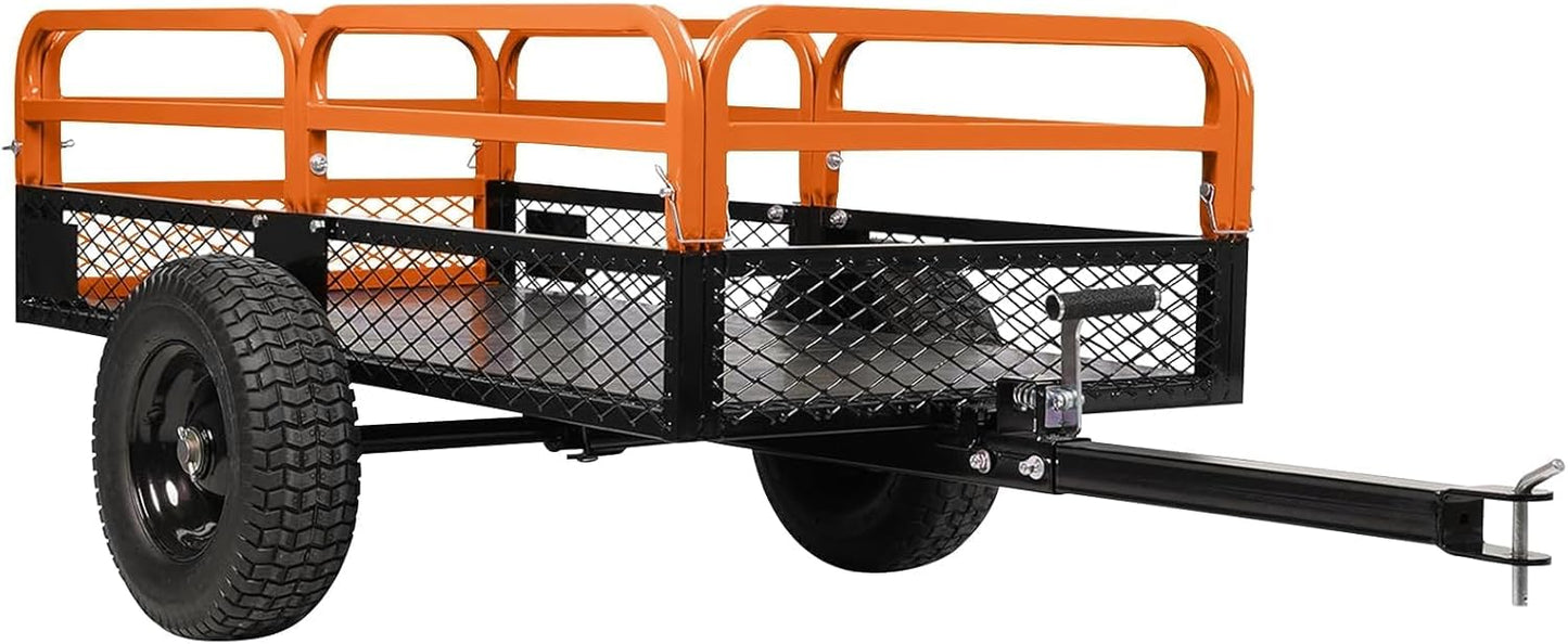 Heavy Duty Steel Dump Cart,1500 Lbs Utility Garden Cart with Wheels,15 Cubic Feet Garden Utility Trailer with Removable Sides,Hand Pull or Foot Pedal Dump Cart for Atvs, Utvs Lawn Garden Tractors