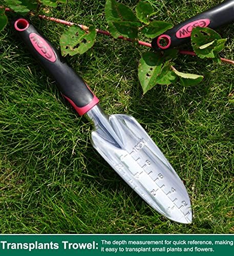 Garden Tool Set 3 Pc, Cast-Aluminum Heavy Duty - Trowel, Rake, Red
