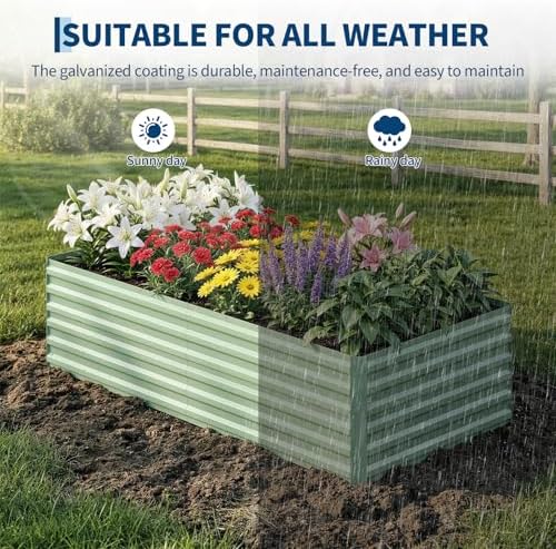 Garvee 2PCS 8x4x2ft Galvanized Raised Garden Bed, Outdoor Planter Box