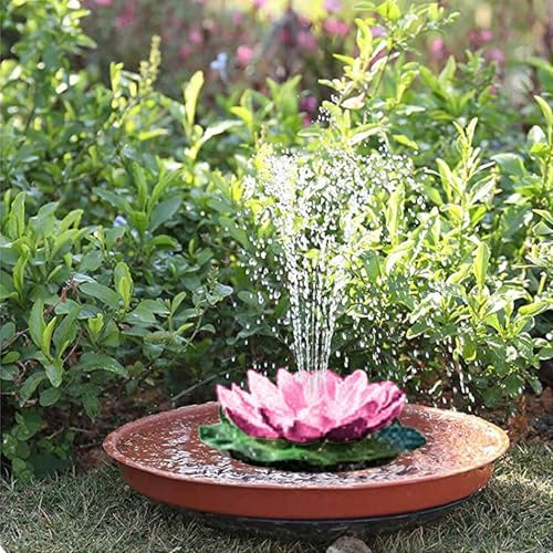 Solar Water Fountain, 1.2W Free Standing Floating Lotus Solar Powered Water Fountain with 6 Nozzles,Solar Water Pump for Fish Tank,Pool,Outdoor,Pond,Garden Decor