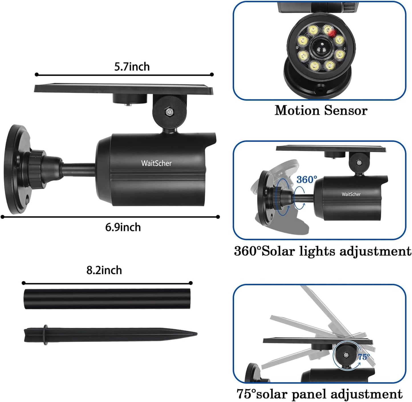 Solar Lights Outdoor Motion Sensor IP67 Waterproof 360° Rotatable Solar Powered Flood Lights for Barns Garden Driveway Path Landscape Yard(1pack)