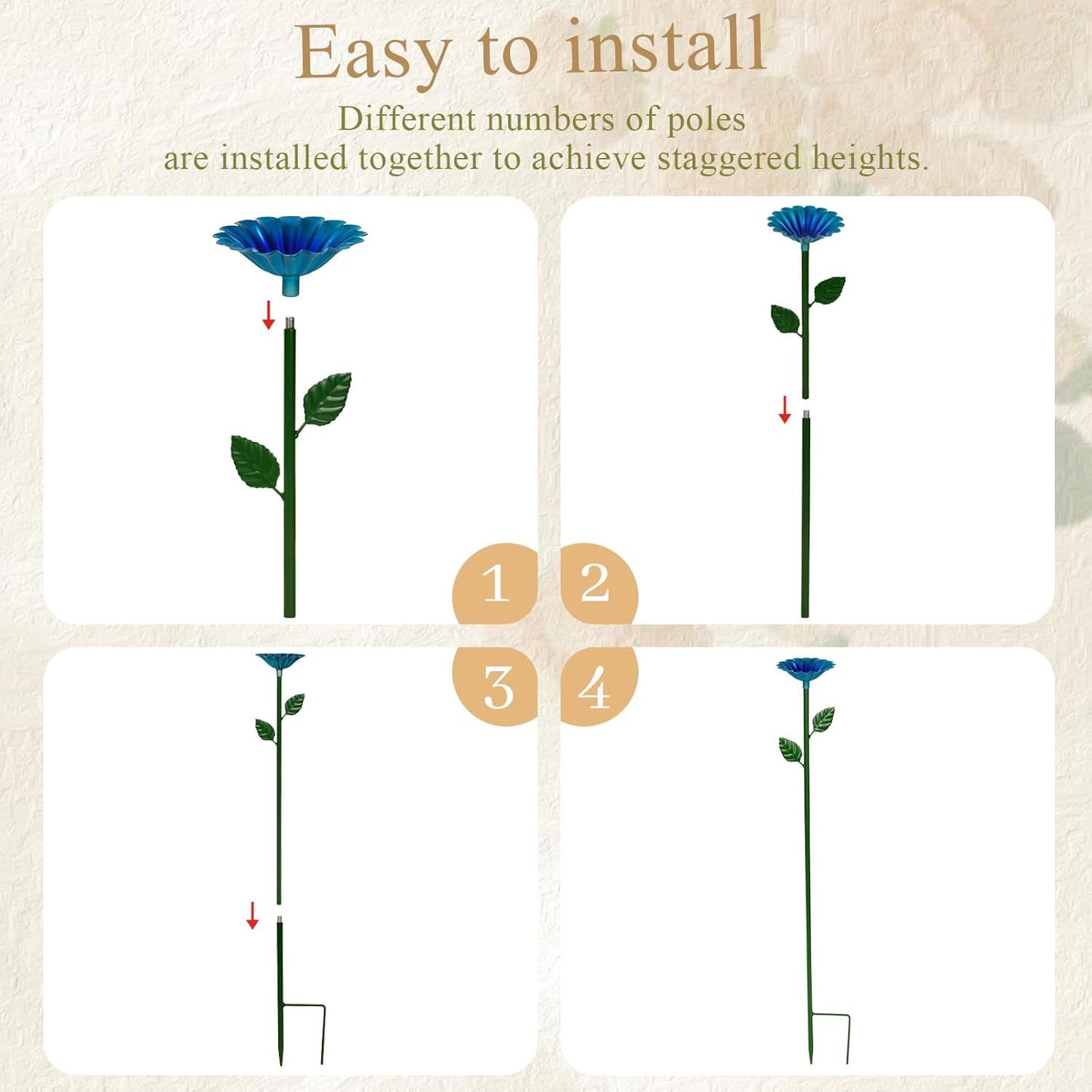 4 Pack Bee Watering Station, Bee Bath for Garden Metal Bee Water Feeder with Flower Design, Colorful Butterfly Bee Bath Bowl for Outdoor Garden Yard Decor (Red,Green,Blue,Yellow)