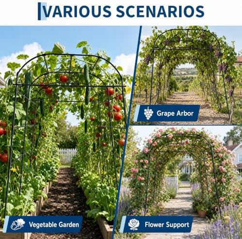 Garvee Metal Garden Arch Trellis, 7.2Ft Black for Raised Beds