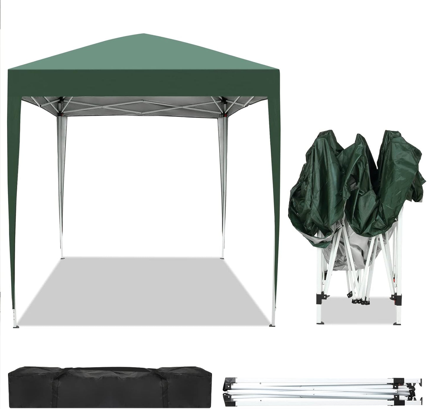 Outvita 6.5x6.5ft Pop Up Canopy Tent, Outdoor Instant Shelter Folding Canopy with Carry Bag for Commercial Events, Party, Backyard BBQ, Camping Green