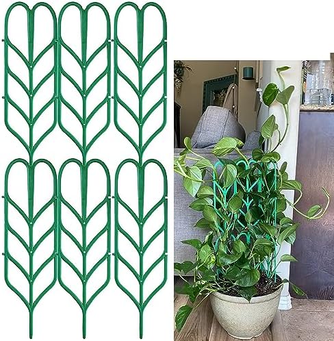 Garden Trellis for Climbing Plants 6 PCS Plastic Indoor Trellis for Potted Plants Green Stackable Mini Climbing Plant Stupport DIY Flower Pot Support for Pea Vegetable Clematis (6 Packs)