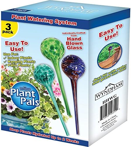 Plant Watering Globe Set, Set of 3, Indoor & Outdoor, Colorful Multicolored Hand-Blown Glass for Everyday Use