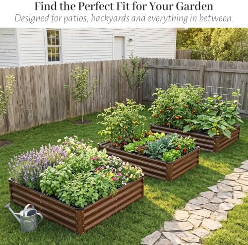 Galvanized Raised Garden Bed 6x3x1FT Outdoor Large Metal Planter Box Steel Kit for Planting Vegetables, Flowers