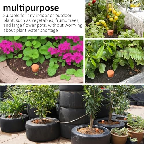 Large 3.3L Terracotta Watering Pots Ollas Self Watering Planter Watering System 10inch-Simple Irrigation Peripheral Water System Indoor Outdoor Plant Watering Globes Large Reservoir Bulbs