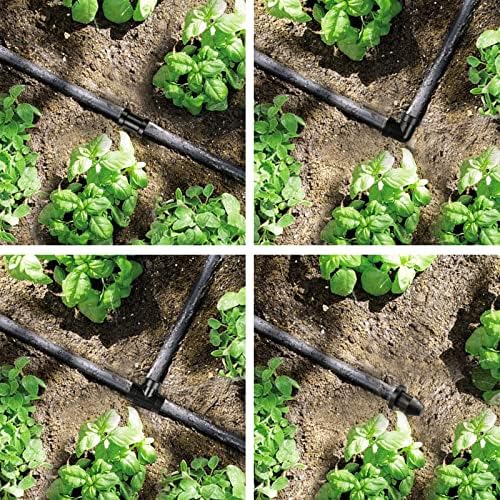 1/4 Inch Drip Irrigation Fittings Kit：140 Pieces Drip Irrigation Parts with Sharp End for 1/4" Irrigation Tubing Barbed Connectors for Home Garden 65 Couplings 50 Tees 10 Elbows 15 Goof Plugs