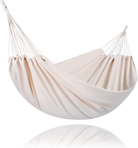 SUNCREAT Camping 2 Person Canvas Hammock, Double Travel Hammock, 475 lbs Capacity, Natural