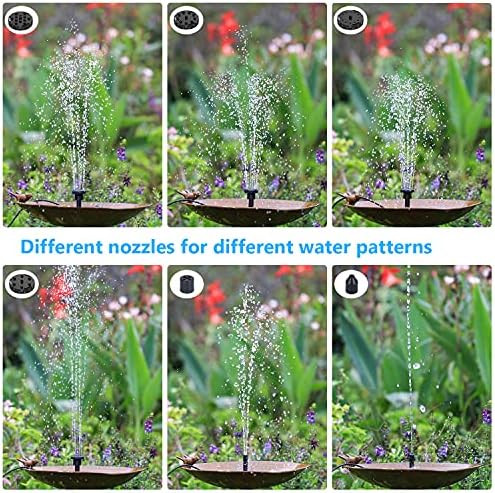 AISITIN 2.5W DIY Solar Fountain Pump with 6 Nozzles & 4ft Flexible Hose