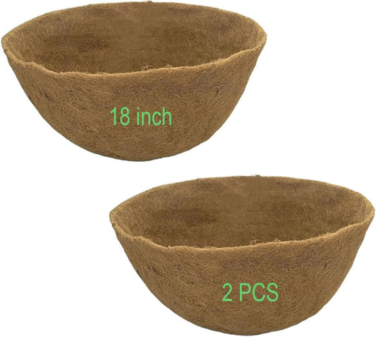 Coco Liners for Planters Round Basket Shaped Coconut Fiber Replacement Liners (2, 18 Inch)