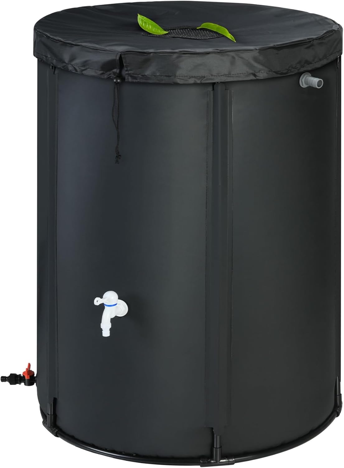 Upgraded 132 Gallon Rain Barrel Water Tank - Portable Rain Water Collection Barrel - Large Water Storage Tank - Stable Water Barrels Rain Catcher with Spigot Overflow Kit, Black