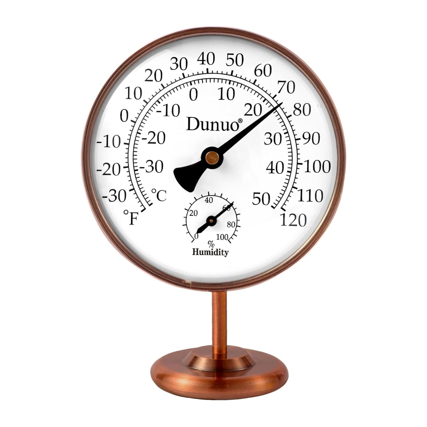 4-inch Outdoor Thermometer Hygrometer, Indoor Humidity Meter, Temperature Monitor Gauge for Home, Room, Office, Patio, House, Greenhouse, Antique Copper,Tabletop Decor.