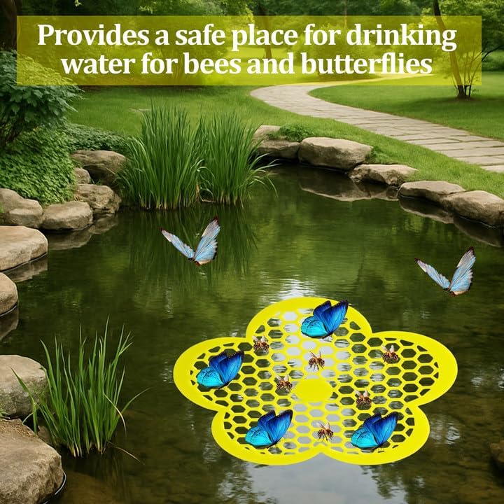 2 Pack Floating Bee Island,Flower Floating Bee Watering Station- Butterfly Bee Waterer for Feeding, Bee Bath,Butterfly Feeders for Outdoors