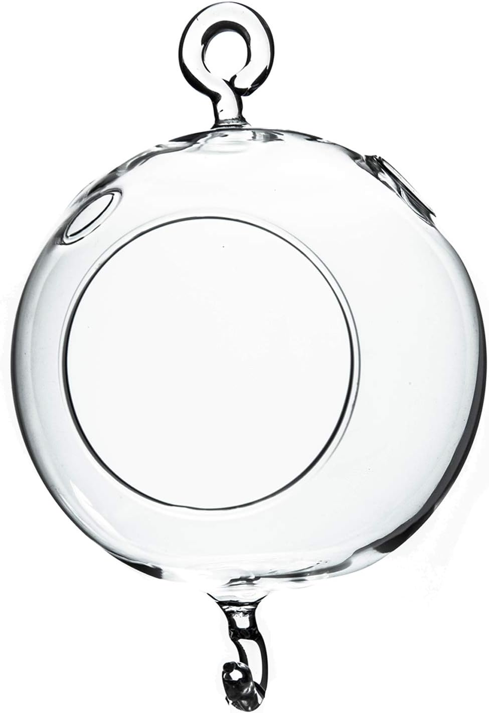 WGV Hanging Terrarium Globe, Width 4", Height 6", Double Hook, DIY Air Succulent Planter, Clear Glass Vase Orb, Candle Holder for Windowsill Outdoor Garden Decor, 1 Piece
