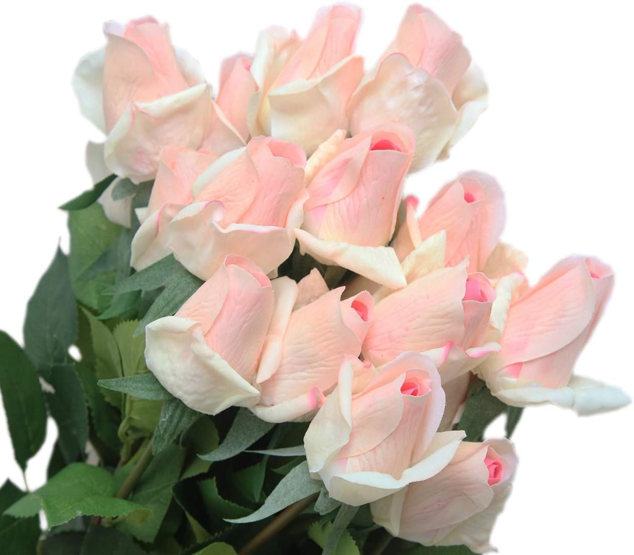 12pcs Real Look Artificial Rose Buds, 22 Inch Real Touch Silk Rosebud, Realistic Design Artificial Flower with Real Feel Petals,Silk Flower Bud for Wedding Home Décor,Champagne