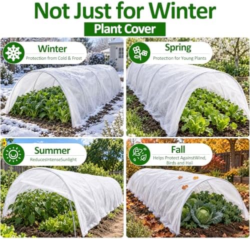 10x33ft Frost Cloth Kit with Clips & Stakes | Plant Freeze Garden Cover