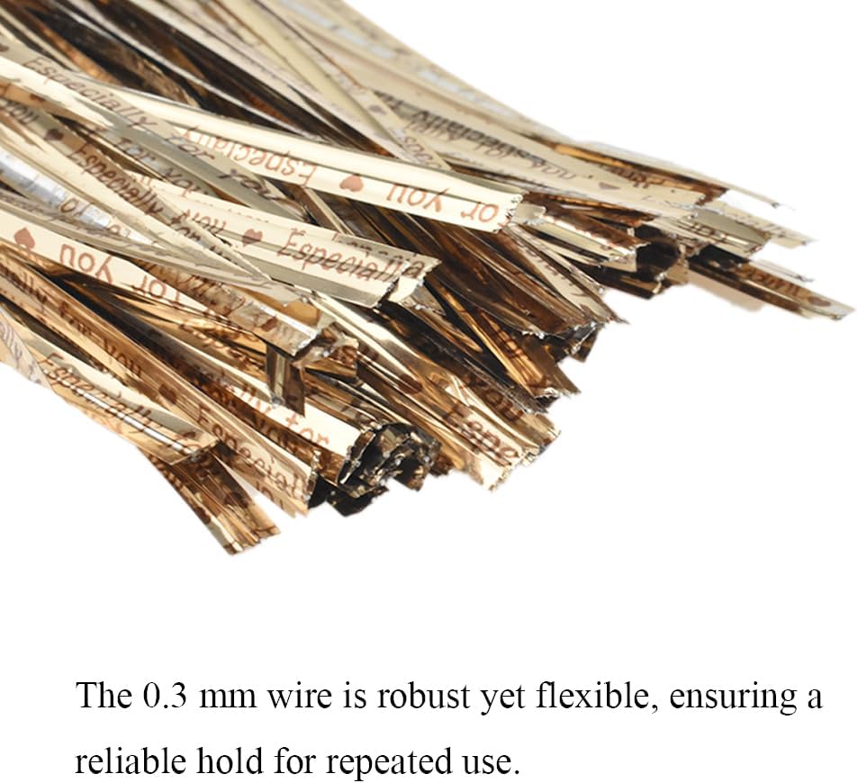 HAHIYO 300Pcs 4inches Holographic Coffee Metal Twist Ties Bread Candy Coffee Bag Ties Plant Garden Twist Ties for Cellophane Treat Bags Gift Wraping Bags Plastic Bags Party Cake Present Art Crafts