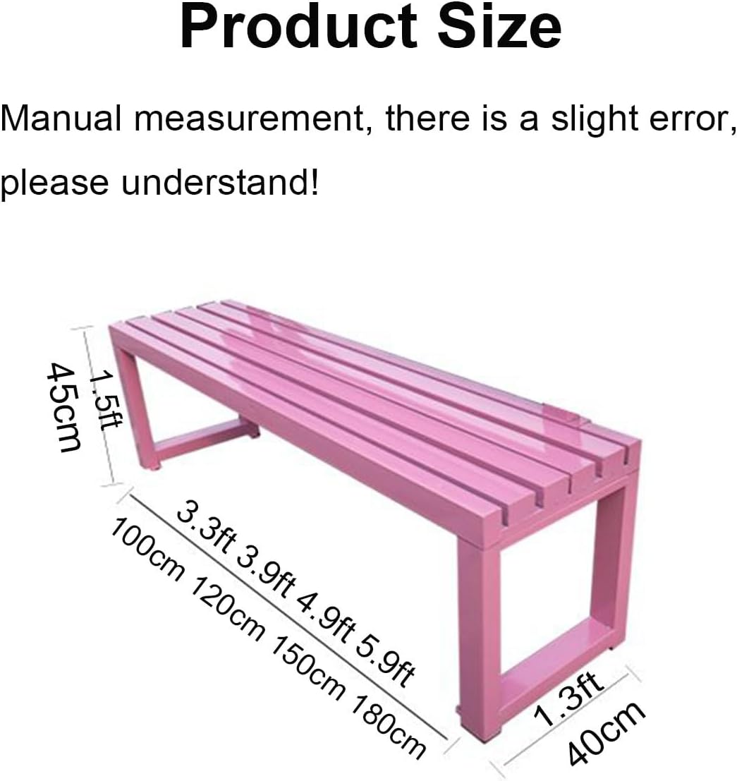 Weatherproof Metal Dining Bench, Outdoor Bench Backless Patio Bench 2-Person Farmhouse Bench Garden Bench for Kitchen, Living Room, Entryway(Red,47in)