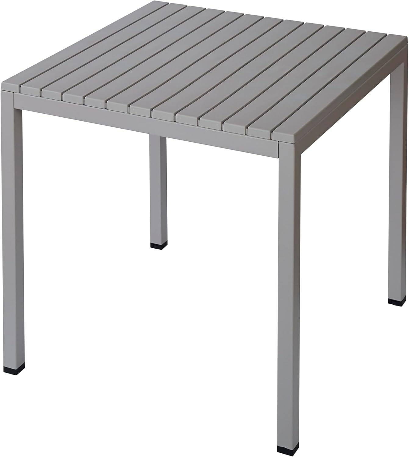 Plastic Outdoor Dining Table with Metal Legs, Weather Resistance, Home Patio Table, Restaraunt Outdoor Table, Quick Assembly (Grey)