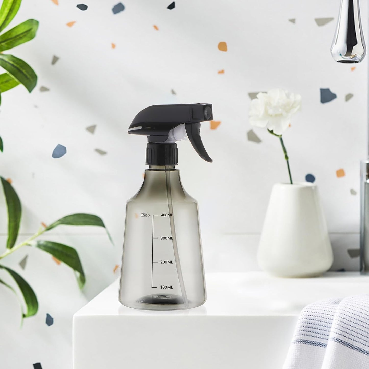 driew Plant Mister Spray Bottle, 13.6oz 400ML Plant Mister Water Spray Bottle with Scale for Plants Misting Bottle Water Fine Mist,Grey