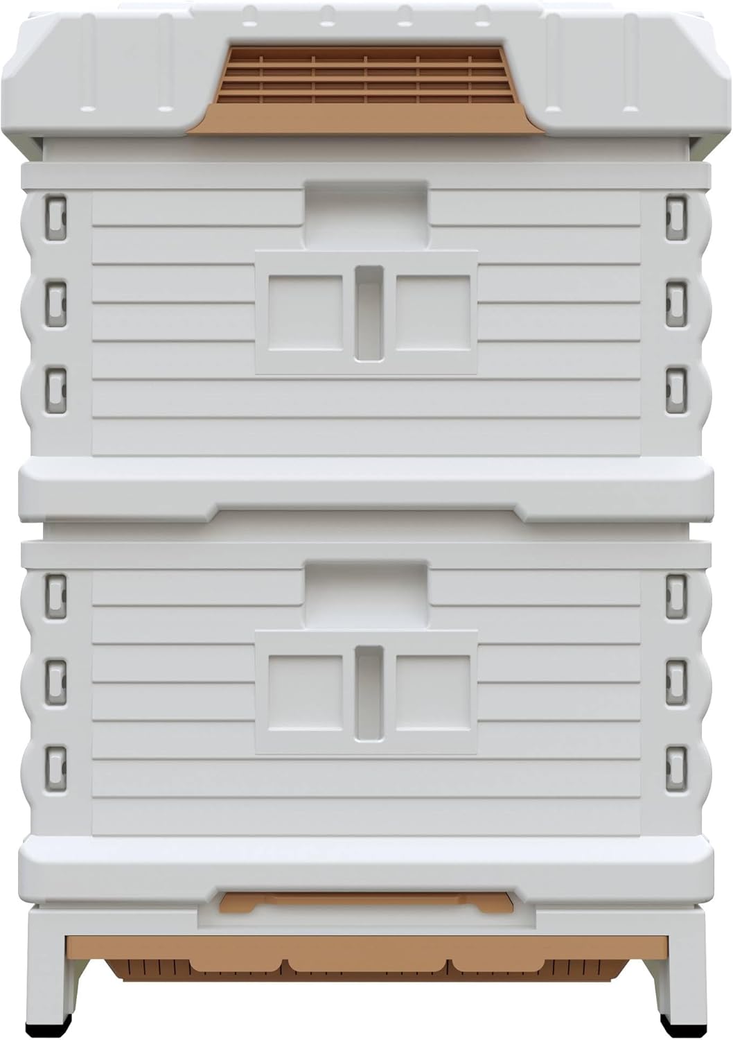 Ergo Insulated 10 Frame Bee Hive Set [NO Frames Included] (Double Deep, White Body Yellow Entrance)