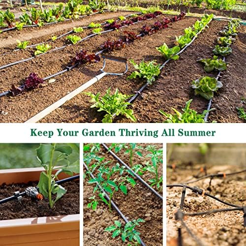1/4 Inch Drip Irrigation Fittings Kit：140 Pieces Drip Irrigation Parts with Sharp End for 1/4" Irrigation Tubing Barbed Connectors for Home Garden 65 Couplings 50 Tees 10 Elbows 15 Goof Plugs