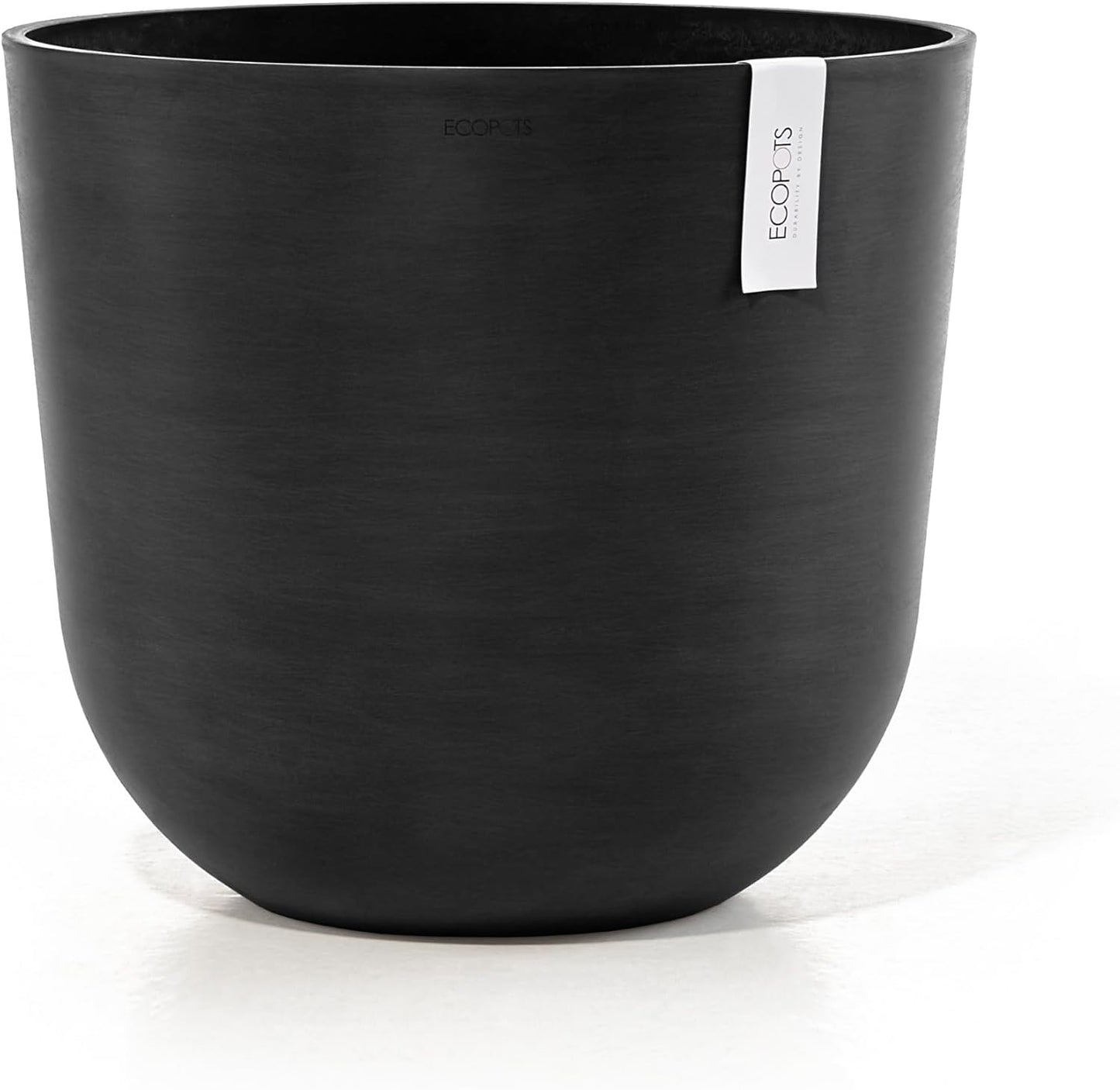 Ecopots Oslo Durable Modern Round Indoor/Outdoor Recycled-Based Composite Flower Pot Planter, Dark Grey, 17.75"