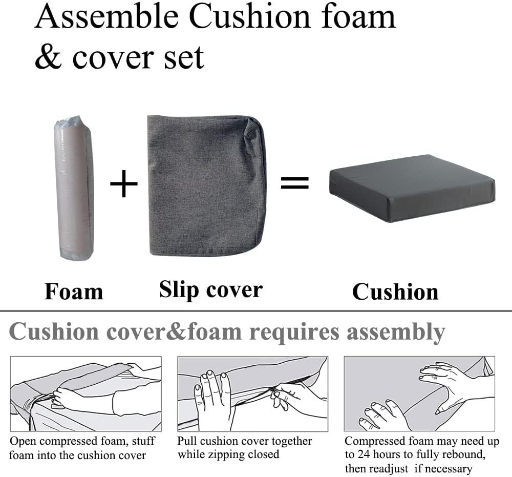 Patio Chair Cushions Non Slip Bottom Chair Pad with Ties Set of 2 Waterproof Square Outdoor Seat Cushion Replacement for Garden Swing Furniture 18x18 Inch, Gray