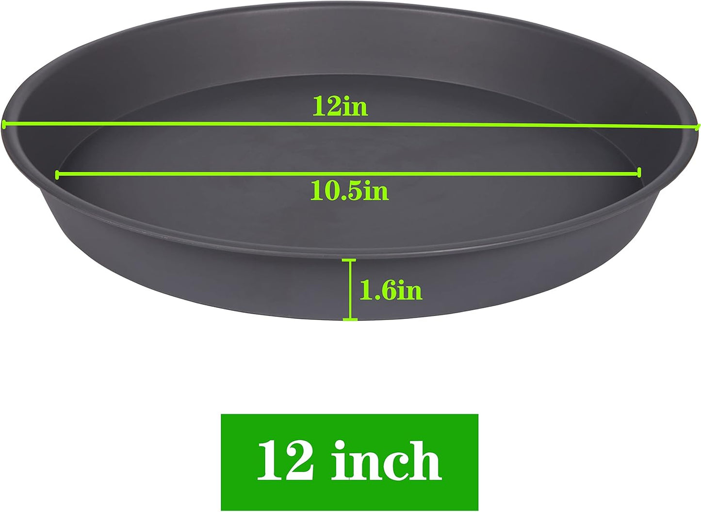 2 Pack of Bird Bath Bowl 12", 1.6" Depth, 10 12 inch Birdbath Bowls Dish Only for The Garden, Large Plant Saucer (12", Gray)