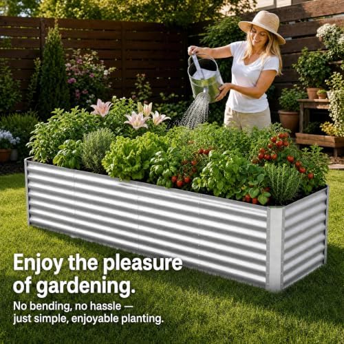 8x2x2FT Galvanized Raised Garden Beds Outdoor,Planter Raised Beds for Gardening, Vegetables, Flowers,Large Metal Garden Box,Deep Plant Flower pots Outdoor (Galvanized, 1Pack)