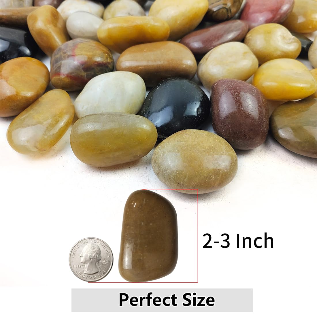 40lbs Large River Rocks Decorative Pebbles,2-3 Inch Mixed Color Pebbles for Indoor Plants,High Polished Stones for Garden Landscaping Outdoor Vase Filler Fish Tank Aquariums and Indoor DIY