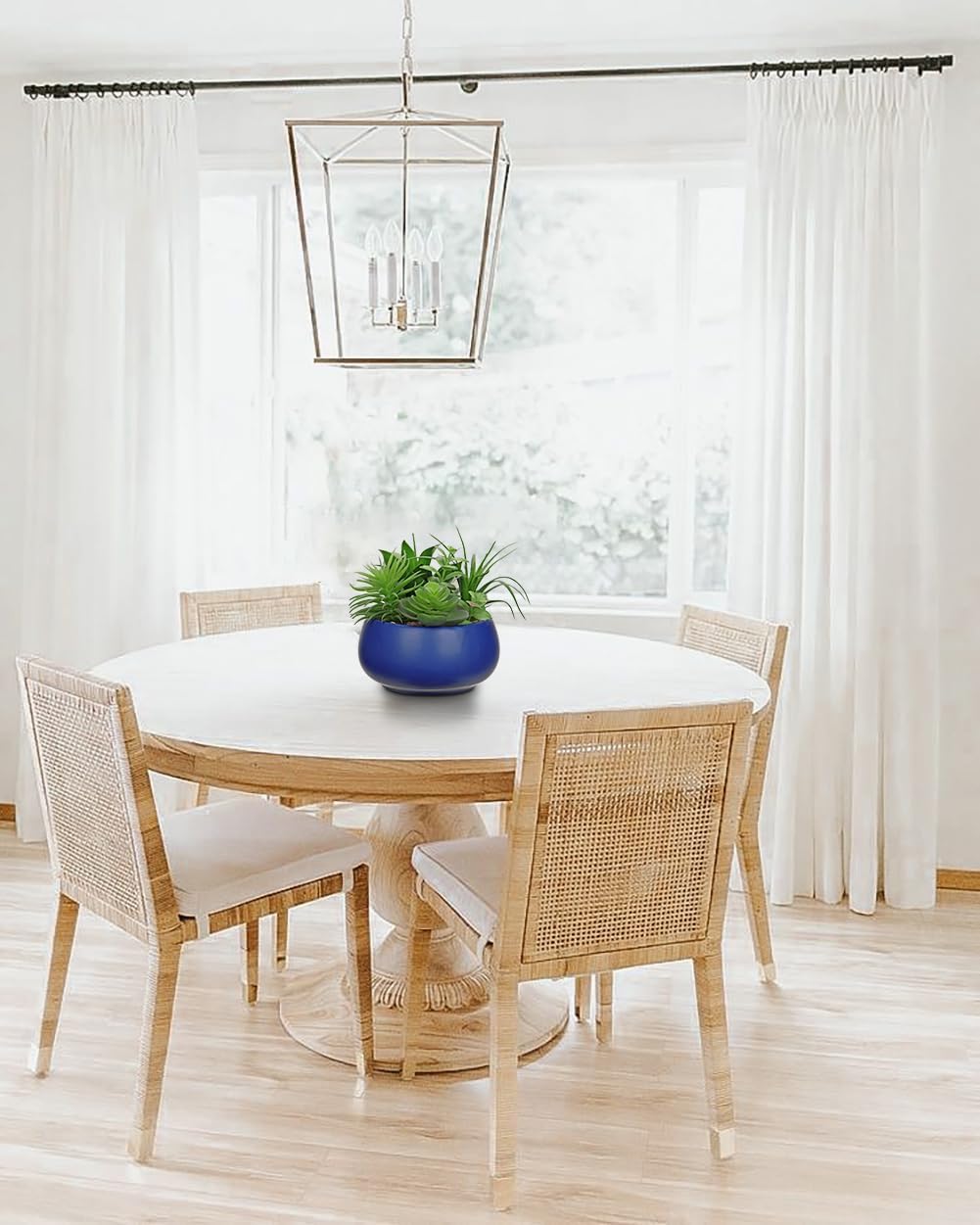 Fake Plants Artificial Succulents in Pots Faux Succulent Arrangement Potted Plant in Blue Ceramic Planter Bowl for Home Decor Office Desk Bathroom Shelf Living Room Indoor Decorations