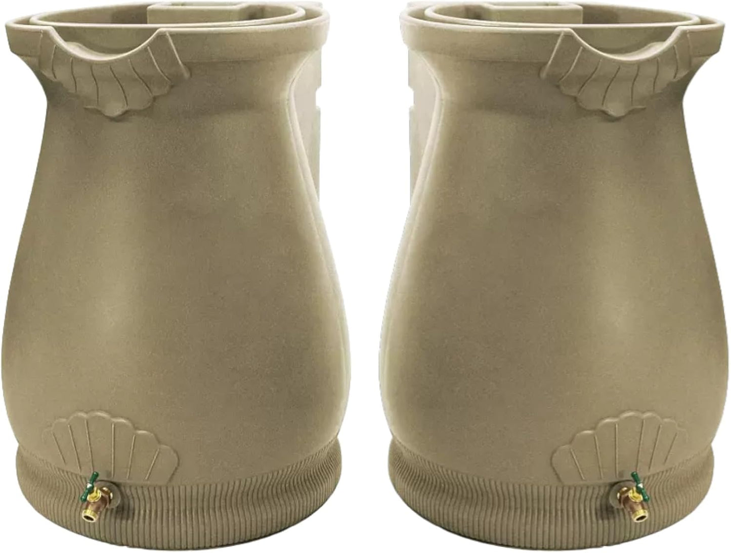 65-Gallon Urn Rain Wizard Decorative Barrel (Khaki, 2 Pack)