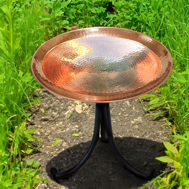 Achla Metal Bird Bath with Tripod Stand, Copper Plated