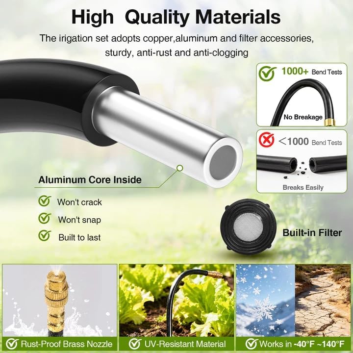 100FT Drip Irrigation System with 360° Adjustable Copper Nozzles