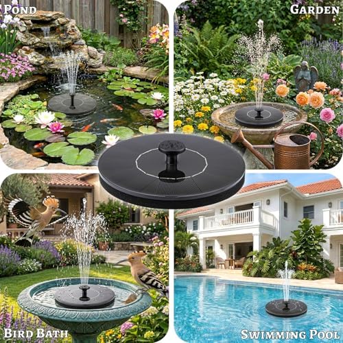 Solar Fountain, Floating Solar Water Pump for Bird Bath