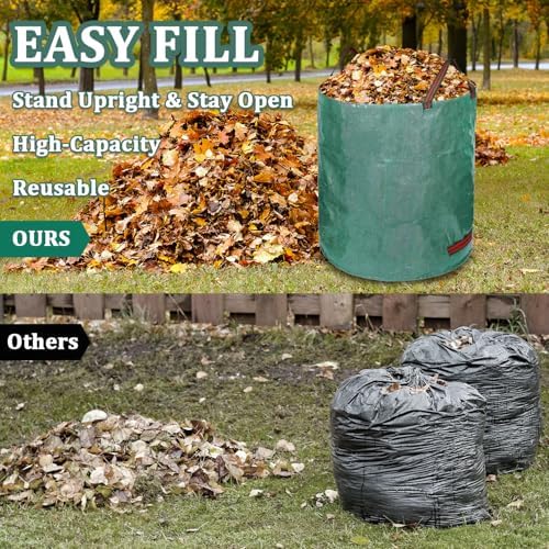Gute 3Pcs 80 Gallon Reusable Yard Waste Bags,Heavy Duty Garden Debris Bags