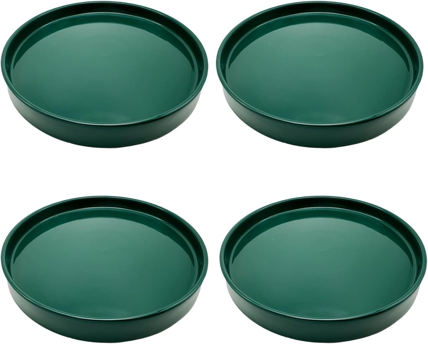 4 Pack Ceramic Plant Saucer Pot Tray 4 Inch, Planter Saucers 4 5 6 7 8 9 10 11 12 13 Inch for Indoors Outdoor, Durable Sturdy Flower Drainage drip Water Tray for Glazed Pots Base ((4.5"/4.1"-Green)