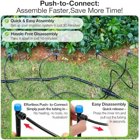 MIXC 20Pcs Drip Irrigation Emitters, Quick Push-to-Fit Connect Drip Stream