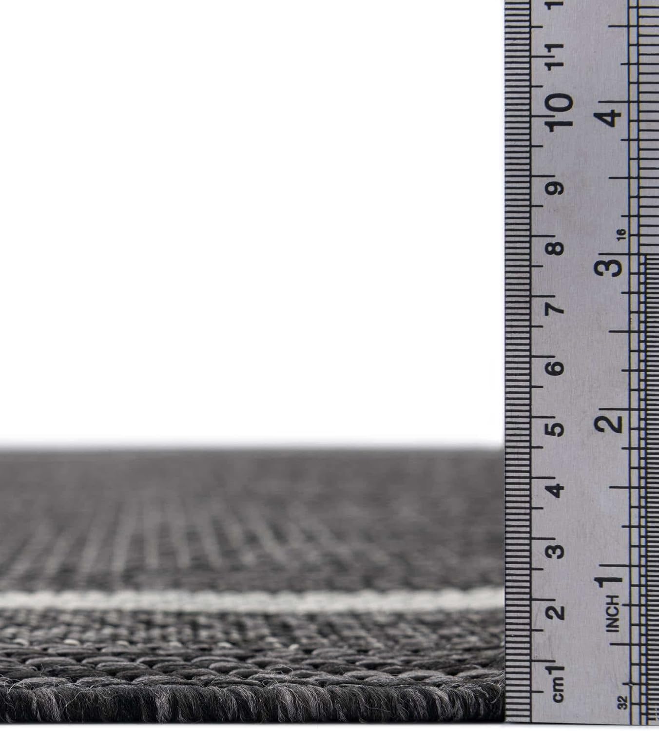 Unique Loom Outdoor Border Collection Area Rug - Soft Border (5' 1" Square, Black/ Ivory)