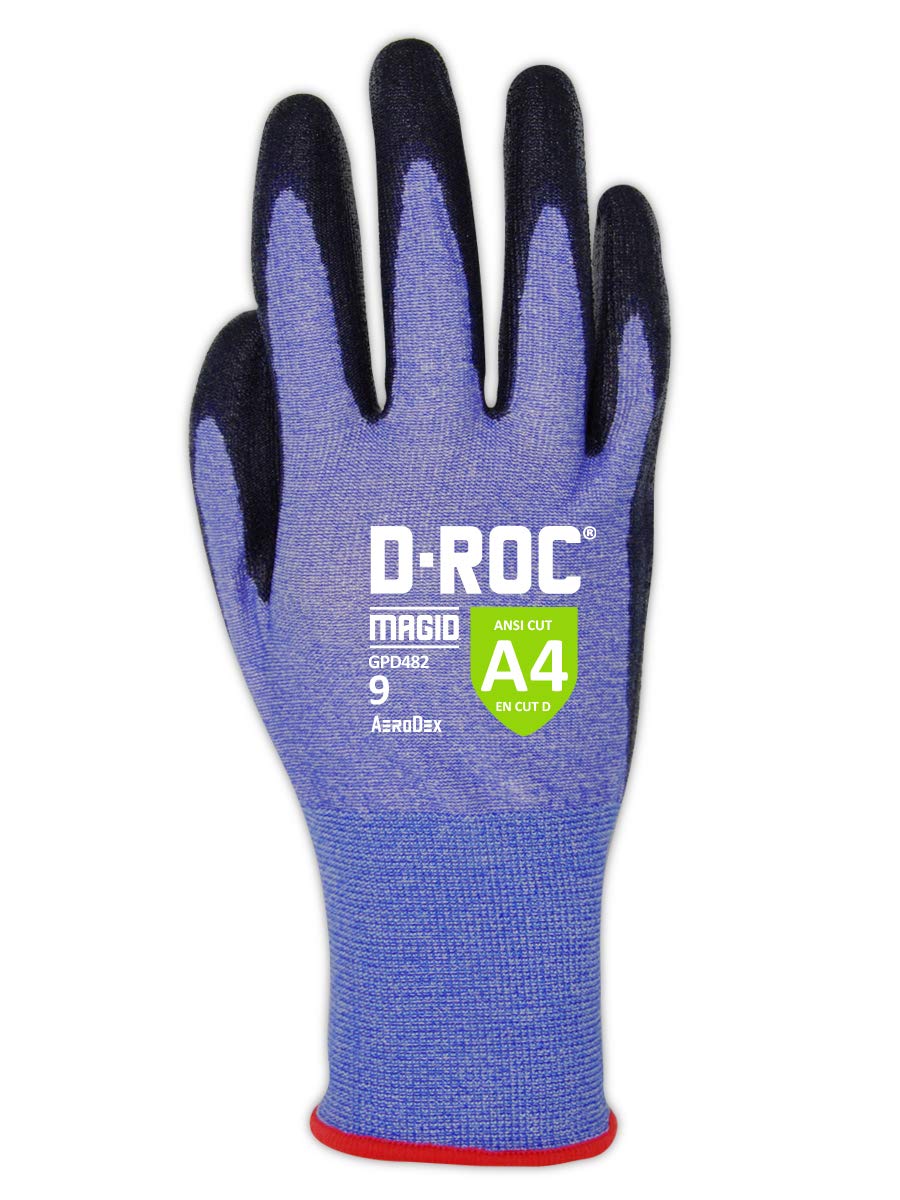 MAGID D-ROC ANSI A4 AeroDex Polyurethane Palm Coated Work Gloves, 12 Pairs, Size 12/3XL, GPD482
